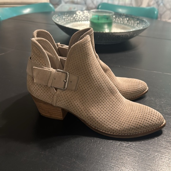Perforated Suede Ankle Boots - Taupe - Picture 3 of 5